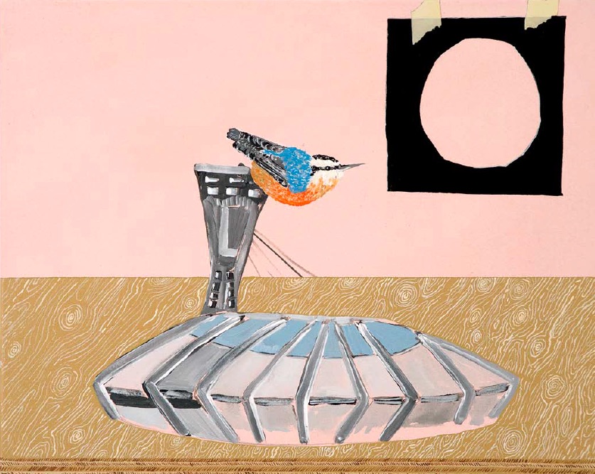 Cynthia Girard, The Nuthatch and the Stadium, 2010, acrylic on canvas, 41 x 51cm