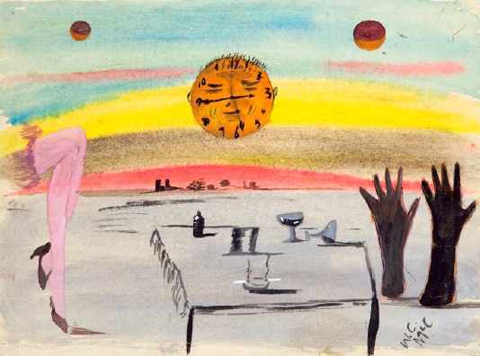 William McCargar, Untitled (Morning After The Night Before), n.d., watercolour, gouache, graphite pencil on paper, 20.6 x 30.3cm, Collection of the Regina Public Library