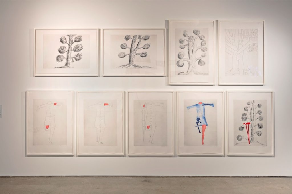 Louise Bourgeois, Topiary, The Art of Improving Nature, 1998, Drypoint and aquatint etchings on paper, suite of nine prints 99.7 x 70.5 cm each, Collection of the Easton Foundation